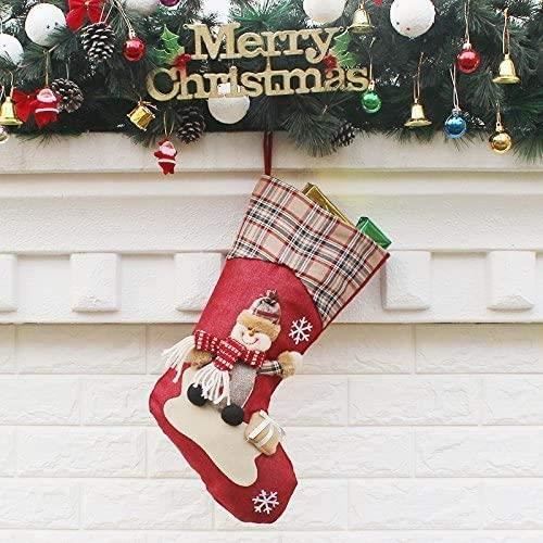 Chaussette De Noël Personnalisée IDIY - 45cm, Coton/Lin, Avec Prénom, Thème Renne/Père Noël