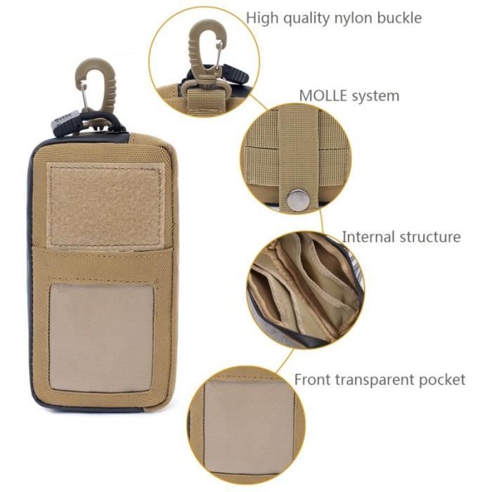Transport,Mini sac tactique militaire à crochet, pochette EDC, portefeuille  tactique, sac à cartes, sac de taille - Cdiscount Sport