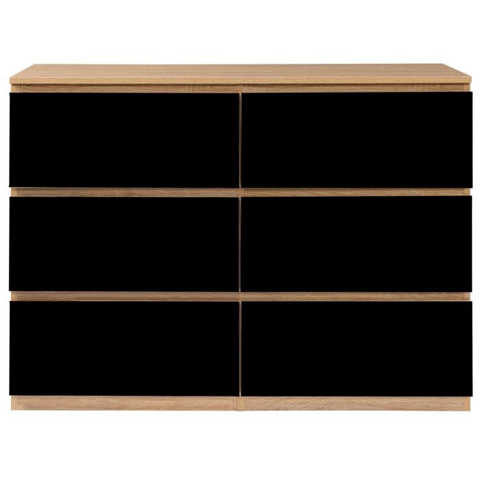 Commode 6 Tiroirs Pas Cher Noire - Tomi | ID Market