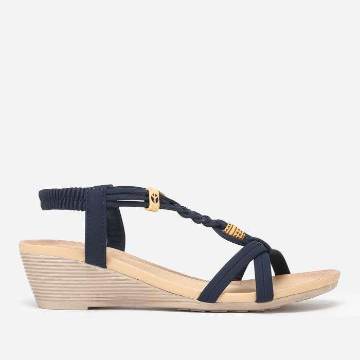 Sandales compensées femme bleu marine clearance