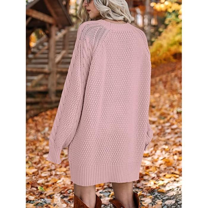 Pull en Tricot Femme Chaude Mi long Automne Hiver Pullover Col