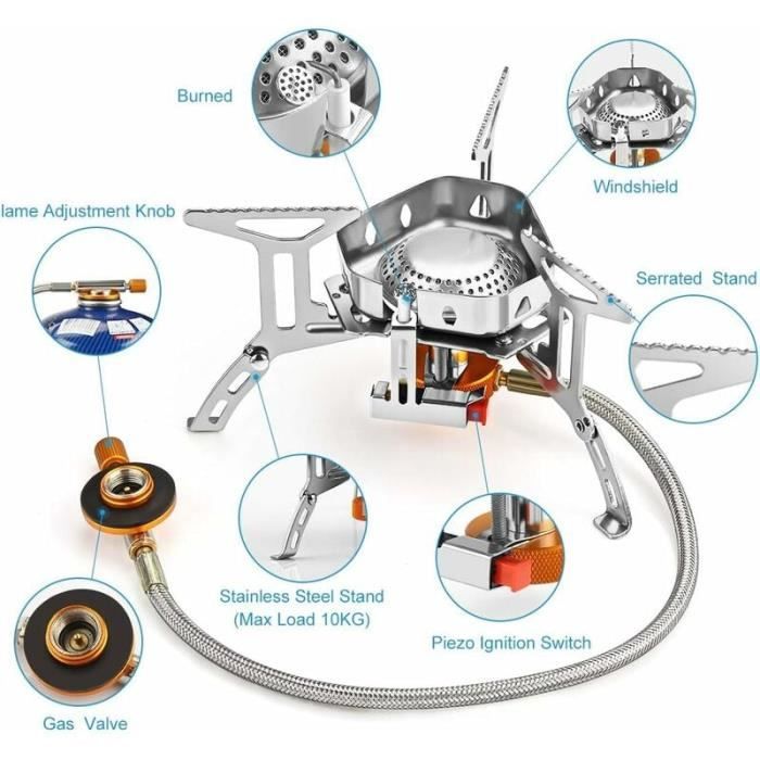 Réchaud à Gaz Pliable 3500W avec Pare-Vent Pliable Aluminium, Réchaud Réchaud à Gaz Pliable 3500W avec Pare-Vent Pliable Aluminium, Réchaud