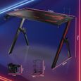 Dripex Bureau Gamer - Table de jeu avec grande surface - GAMING Bureau en fibre de carbone, Noir et rouge, 110x75x55cm-3