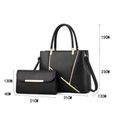 Sac à Main pour Femme en Cuir Noir Épaule Messenger Bag Fashion Zip Bag Voyage Sac à Main-3