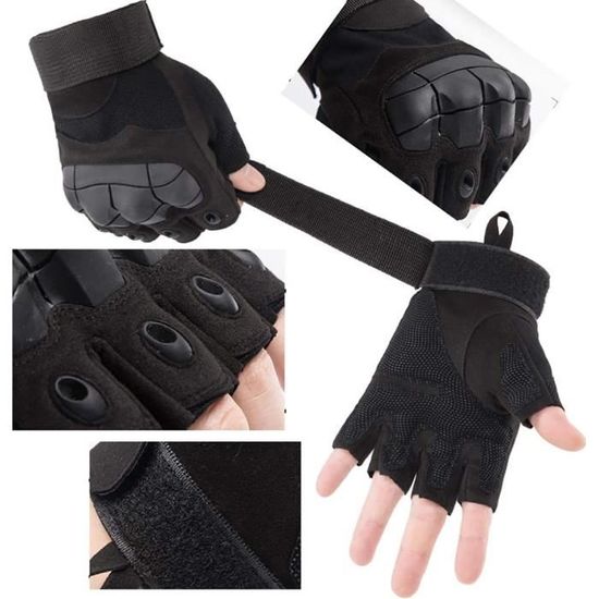 Gants Tactiques Sans Doigts, Protection Articulations, Moto, Chasse, Armée, Respirants