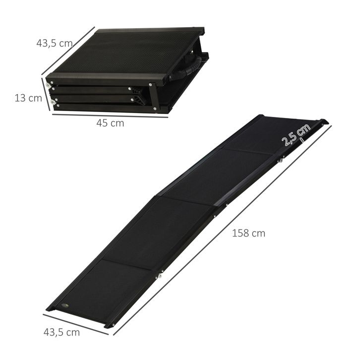 Rampe Télescopique KATSU Pour Chien - Alliage Aluminium, 71-156cm, Capacité 70kg, Portable Et Anti-Dérapante