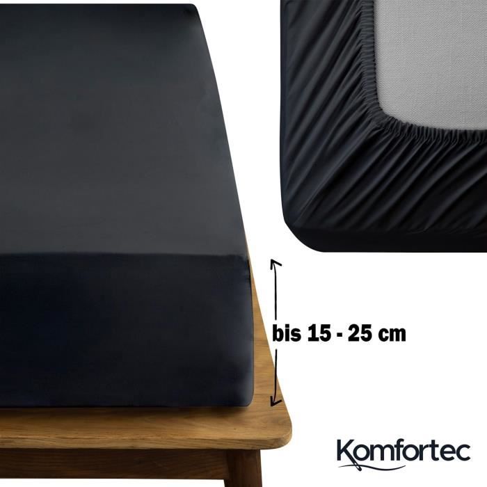 Drap Housse 200x200 cm - Comfortec - 100% Coton - Noir - Cdiscount Maison