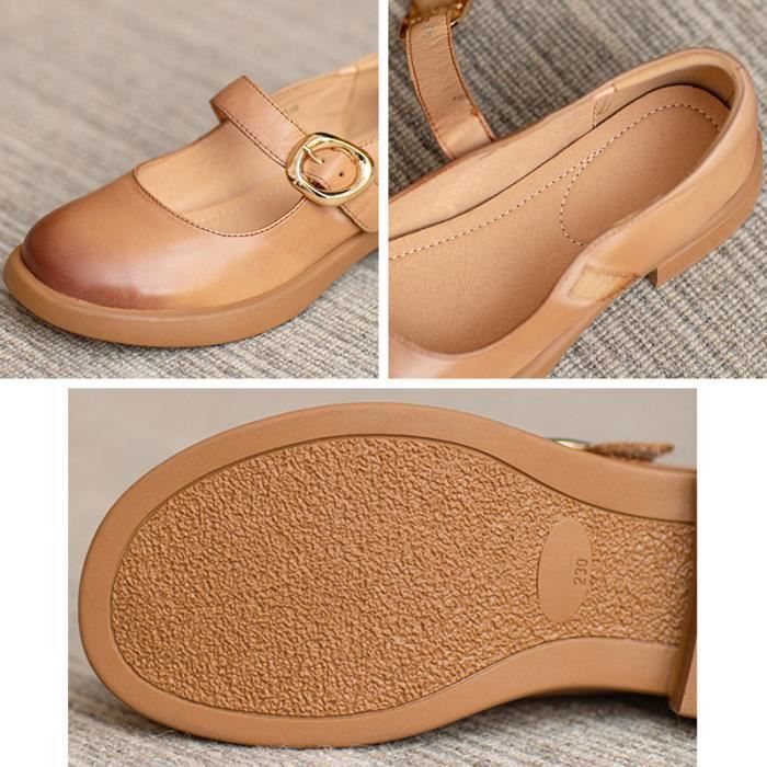 Mocassin Femme en cuir Doux Confortable Casual Noir Hauteur de talon 3 cm