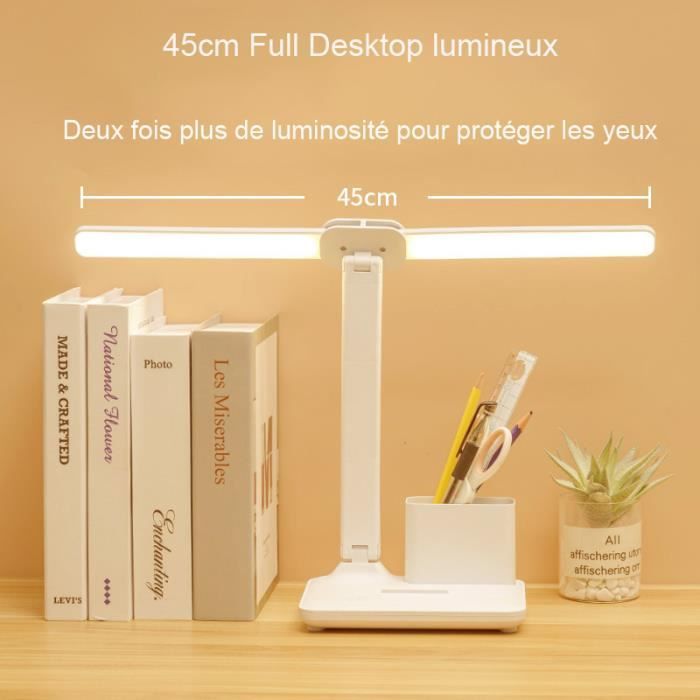 Lampe de Bureau LED Rechargeable 3 en 1 Éclairage Porte-Stylo et