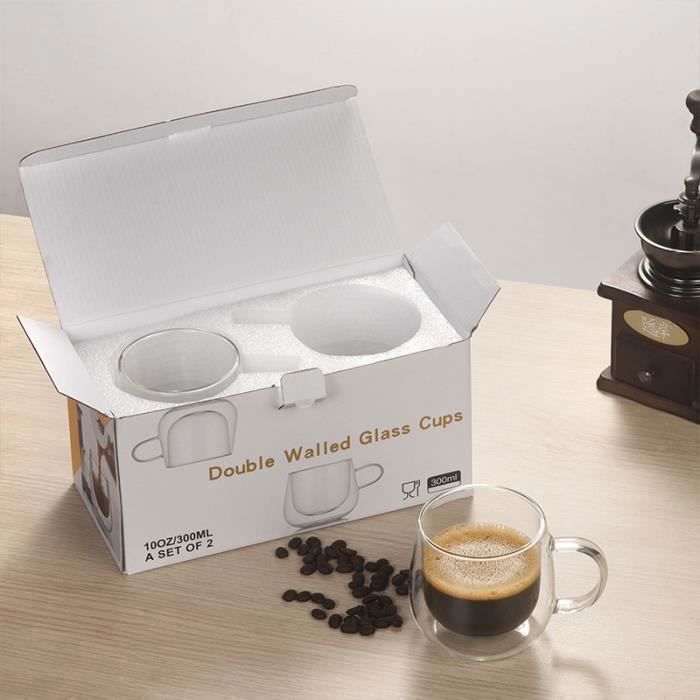 Küche&Co. Lot de 4 tasses à double paroi avec anse, empilables, avec