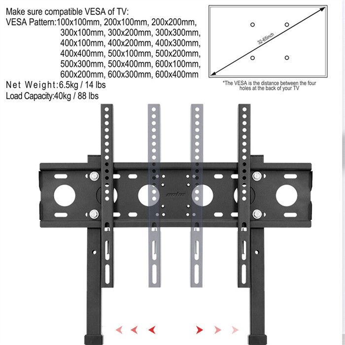 Support TV sur Pied - Pied TV Universel pour 32-65 Pouces, Hauteur ...