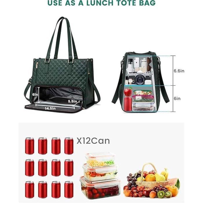 Sac Fourre-tout 2 En 1 ZJKH - Sac à Déjeuner Isotherme 2 En 1 - Fourre-Tout Ordinateur + Repas - Plusieurs Couleurs Idée Cadeau Travail