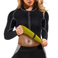 Vetement de Sudation Femme Gilet Sauna Fitness Sport Transpiration Néoprène T Shirt Manches Longues Zippé Survêtement Sudation Veste-0