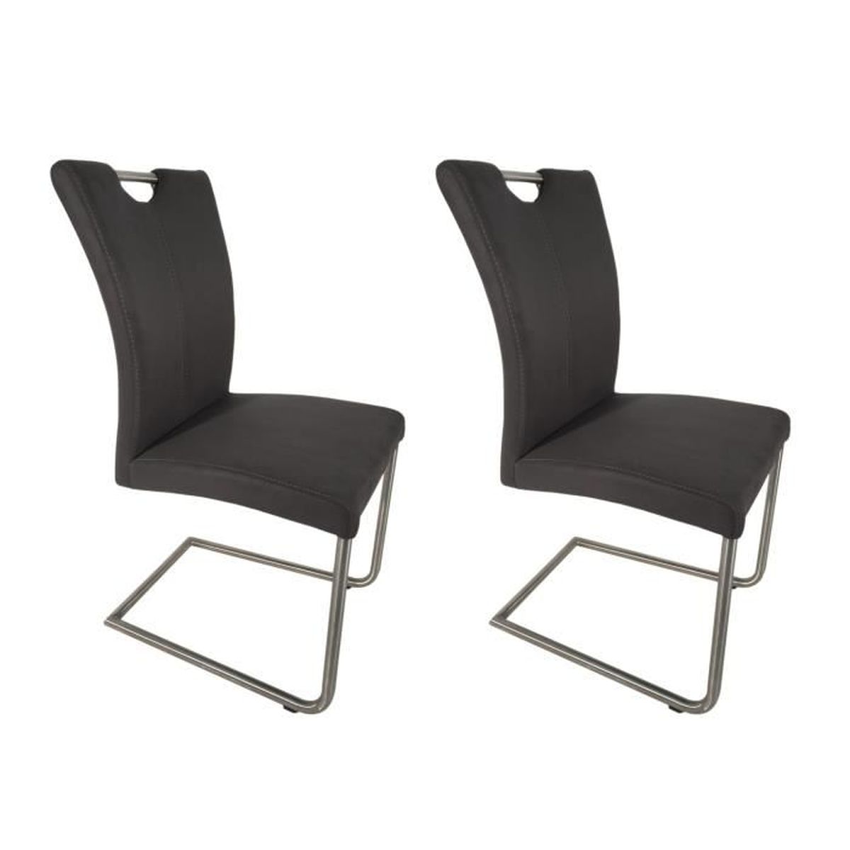 2 Chaises Salle A Manger Gris Anthracite Aspect Daim Design