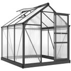 Serre de jardin polycarbonate 3,65 m² - Outsunny - résistant aux UV - avec fondation renforcé - 190 x 192 x 201 cm - Gris
