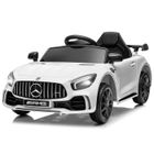 LALAHO Voiture Electrique pour Enfant 12V, effets sonores, Lumineux, télécommande Mercedes-AMG GT R - 99,06 x 55,88 x 43,18 cm Blanc