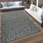 Paco Home Tapis Intérieur & Extérieur Terrasses Motif Ethnique Bordure Résistant Aux Intempéries Moderne Gris 200 cm rond