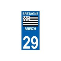 29 Bretagne Breizh sticker autocollant plaque immatriculation moto - Angles : droits