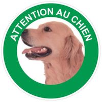 Panneau Attention au chien Golden retriever - Rigide Ø180mm - 4040325