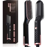 Brosse Lissante pour Cheveux, 3 en 1 Brosse Chauffante Fer a Lisser Lisseur Barbe, Anti-Brûlure Ionique & Céramique, 30S A66