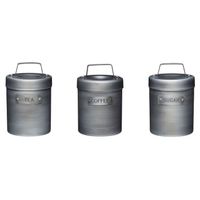 KitchenCraft pots de stockage thé/café/sucre 17 cm acier inoxydable argenté