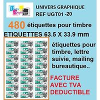480 étiquette pour timbre 20 planches de 24 étiquettes soit 480 étiquettes pour timbre 63,5 x 33,9 mm L7159