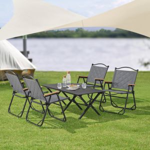Ensemble Camping Table Pliante + 4 Chaises Aluminium - 120 Cm - Eris-car
