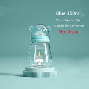BIBERON  bleu 150ml - Biberons en verre pour nouveau-né, imitant le lait maternel pour nouveau-né, anti-coliques, Anti