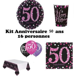 KIT DE DECORATION Mgs33 Kit Anniversaire,fête Joyeux Anniversaire argenté Rose Brillant Kit 50 Ans