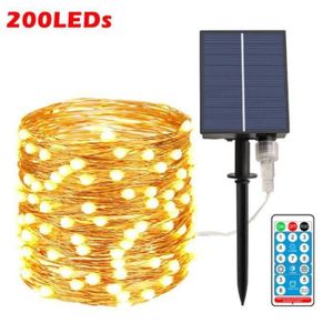 Guirlande Solaire Extérieure 20m 200 LED - 8 Modes - IP65 étanche - Pour Noël Jardin