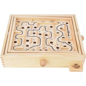 16 x 16 cm TANSTAN 1 jeu de labyrinthe en bois jouet éducatif pour adultes garçons et filles avec deux billes en acier