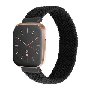 BRACELET MONTRE CONNEC. INF Bracelet de montre pour Fitbit Versa 2 Matériau en nylon souple et flexible Le noir S 