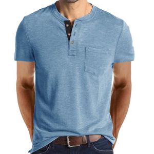 T-SHIRT MAILLOT DE SPORT T-shirt de fitness sport décontracté à manches courtes couleur unie avec boutons XL Bleu clair