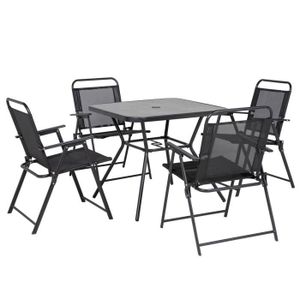 Ensemble table et chaise de jardin Ensemble salon de jardin 5 pièces métal époxy noir
