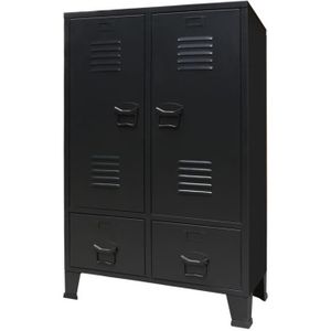 ARMOIRE DE CHAMBRE Armoire de Chambre-Meuble de Rangement style contemporain Garde-robe Métal de style industriel 67 x 35 x 107 cm Noir