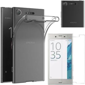 ACCESSOIRES SMARTPHONE [Compatible SONY XPERIA XZ1] Coque Silicone Transparent + Verre Trempé Film Protection Ecran [Phonillico®]