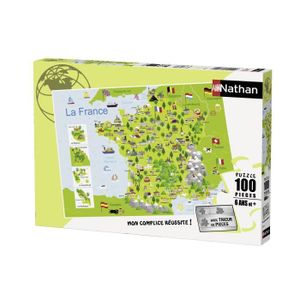 PUZZLE Puzzle enfant 100 pièces - Carte de France - Nathan - Trieur 3 compartiments - Dès 6 ans