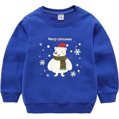 Sweat-shirt Noël Enfant - Manches Longues, Col Rond, Imprimé Festif | Polaire Douce, Chaud, 3 à 14 Ans | Idéal Hiver, Loisirs, École