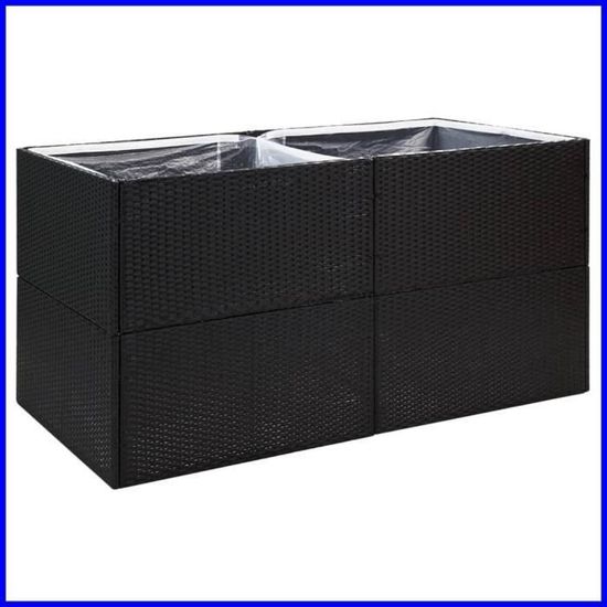 Jardinière Noir 157x80x40 Cm Résine Tressée - Jardiniereresine
