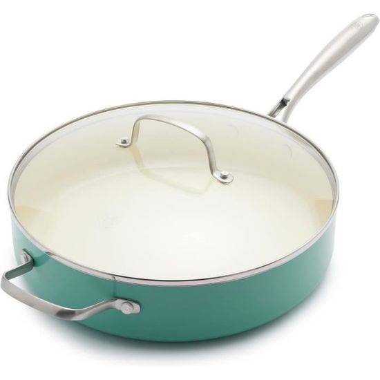 Poêle Céramique Antiadhésive 30 Cm Avec Couvercle - 5 L, Induction, Sans PFOA/PFOA - Saine Et Non Toxique