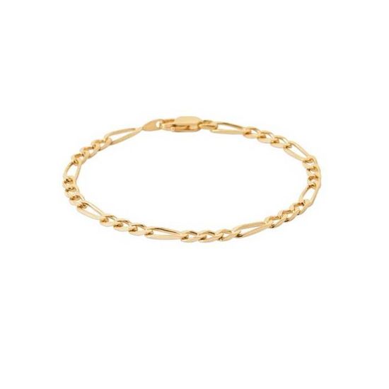 Bracelet Maille Figaro Diamanté Plaqué Or 18k - 50 Cm X 4 Mm - Neuf Avec étiquettes - Bijouxia