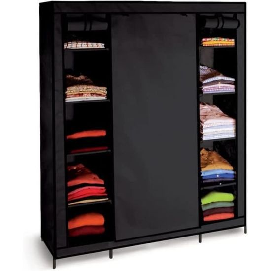 Armoire de rangement noire dressing penderie XXL A829 Cdiscount Maison
