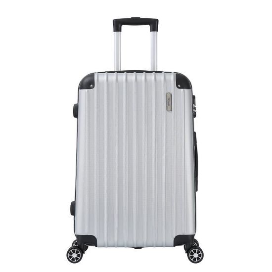 Valise Trolley Moyenne 4 roues 65cm ABS Rigide "Corner" Gris Silver - Trolley ADC