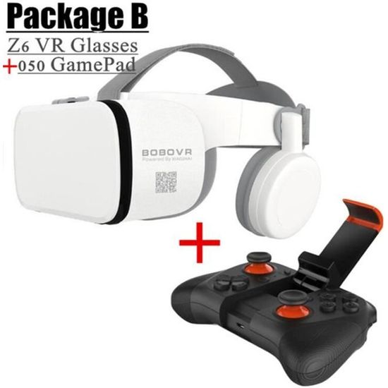  VR Z6 Bluetooth 3D lunettes boîte de réalité virtuelle Google carton stéréo micro casque casque pour 4.7-6.5 "Smartphone + Joystick
