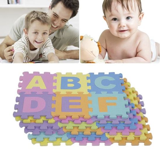Lot de 36 Tapis Puzzle en Mousse pour Enfants Bébé avec Alphabet et Chiffres - ERROLVES
