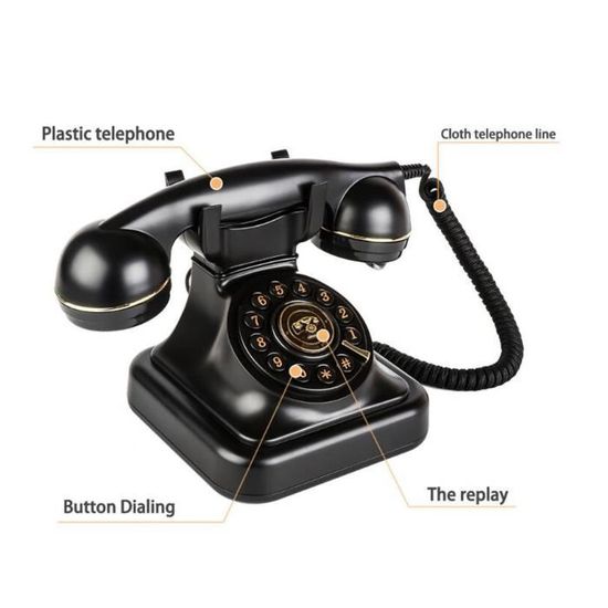 Téléphone Fixe Vintage KIKYO Bronze - Style Rétro Avec Mémoire Numéros Et Réduction De Bruit