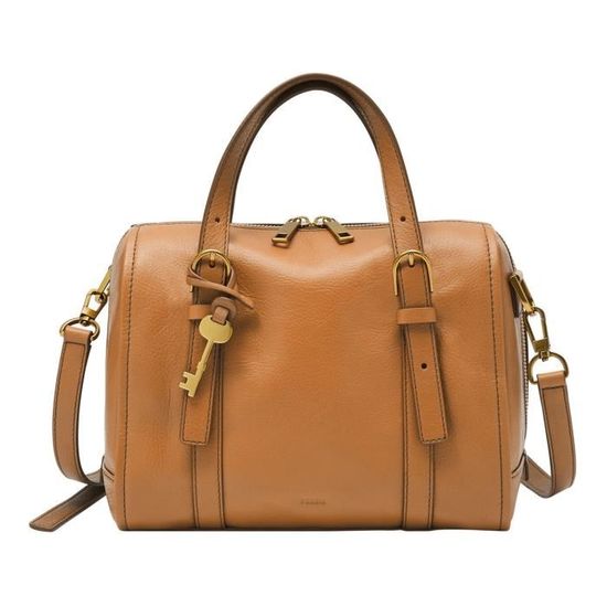 Sac à Main FOSSIL Carlie Mini Satchel - Natural Brown Cuir Bandoulière Ajustable Neuf Avec étiquettes