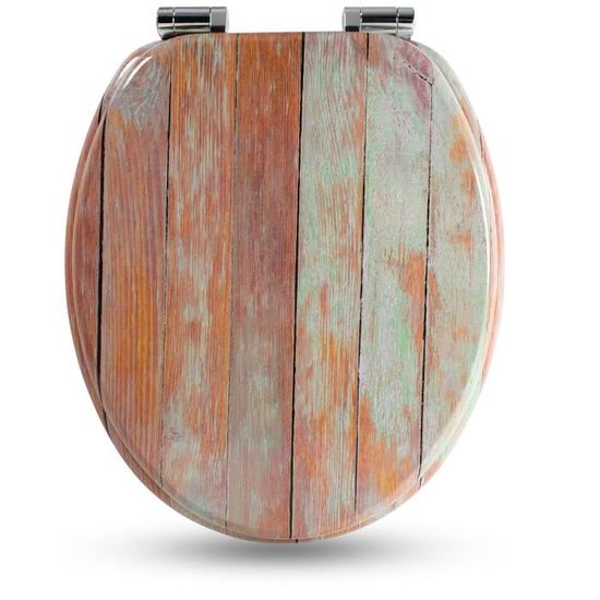 Abattant WC Sanfino Granit - Bois Premium Avec Frein De Chute Douce, Motif Pierre - Installation Facile