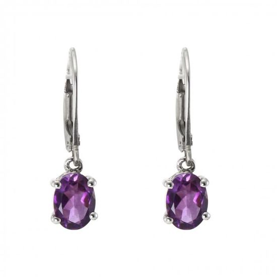 Boucles D'oreilles En Argent 925 Et Améthyste – Pendantes, Dormeuses, Neuves Avec étiquette