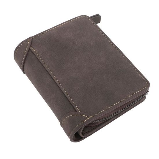 Portefeuille Porte-Monnaie Zippé En Cuir Vintage Années 60 - Noir, Style Rétro - Occasion